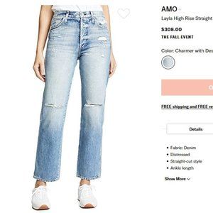 AMO Layla High Rise Straight - Charmer with Destroy